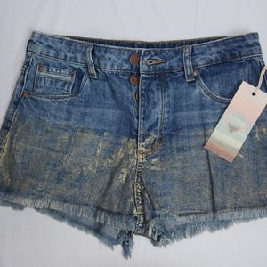 NWT Sun & Shadow Denim Gold Ombre Shorts Sz 27